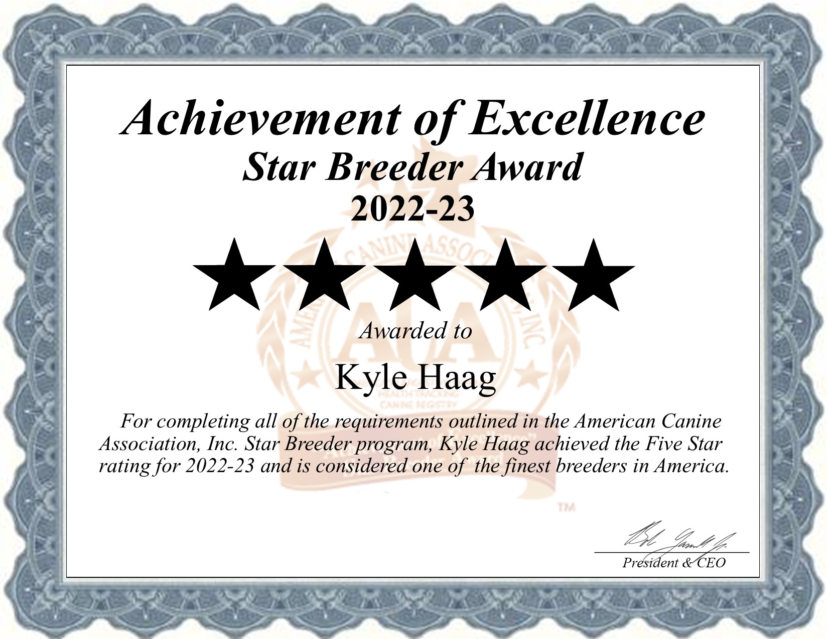 Kyle, Haag, dog, breeder, star, certificate, Kyle-Haag, Eden Valley, MN, Minnesota, puppy, dog, kennels, mill, puppymill, usda, 5-star, aca, ica, registered, king-charles, 41-A-0281